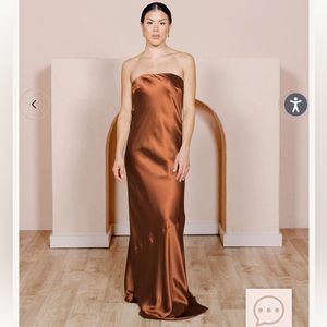 Revelry Bridesmaid Leo Satin Dress - Rust - Size 6